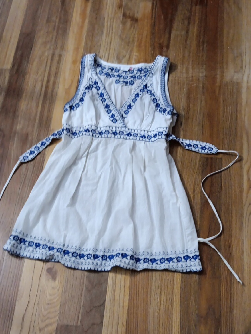 White & Blue Embroidered Tunic
